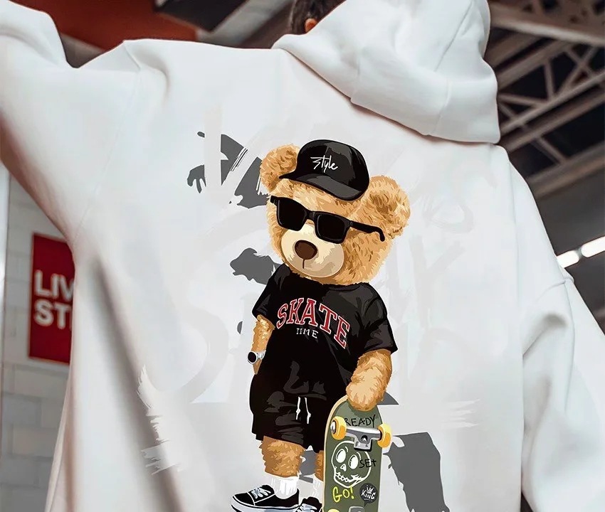 National Tide Autumn And Winter Plus Velvet Thickened Hooded Sweater Men's Large Size Loose Student Couple Hong Kong Style Trend Coat Winter Clothing - Image 5